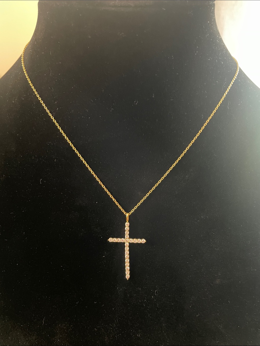 Gold Cross Pendant Necklace with Crystal Accents - Women Jewelry